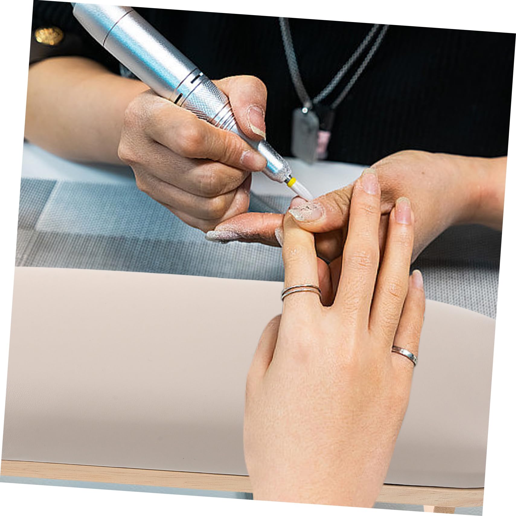 Cuscino Poggia-mano per Unghie in Legno e Cuoio Khaki | Supporto Fermo e Confortevole, per Nail Art a Casa, Stile Originale per Uso in Salone