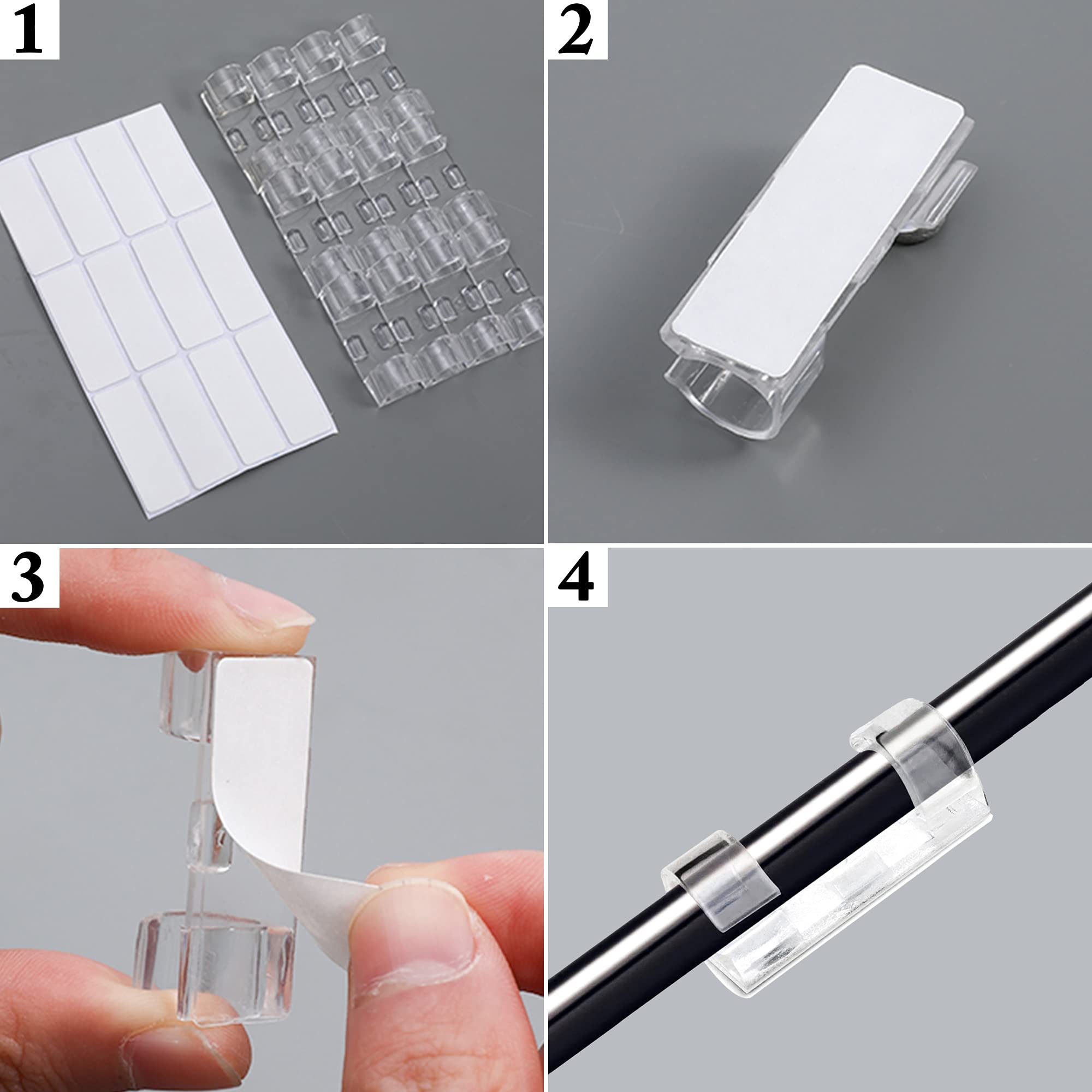 50 Stück Selbstklebende Kabelclips Transparent – Kabelmanagement Ohne Bohren, 14,2 Mm, Für Schreibtisch & Wand