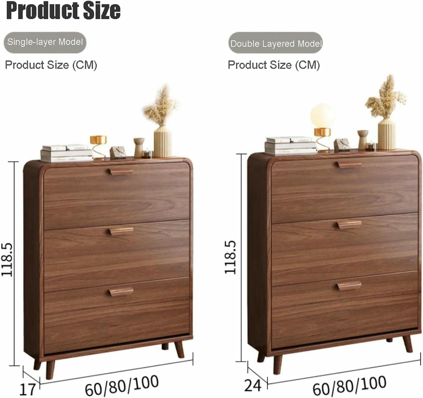 Scarpiera sottile in legno con ripiano estraibile per bicchieri - Elegante scarpiera ventilata per ingresso, camera da letto e soggiorno - Soluzione di archiviazione per corridoi e piccoli spazi~/