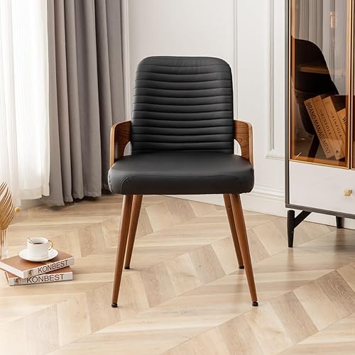 Miniatura 4 de Sillas de comedor, sillas de cocina modernas de mediados de siglo, sillas decorativas tapizadas de piel sintética, sillas de escritorio de madera