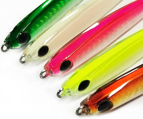 Miniatura 5 de Kmucutie 5 señuelos de pesca de resina epoxi de 1 onza, ideal para peces de caza costeros y marinos, señuelos artificiales para mero, diente de
