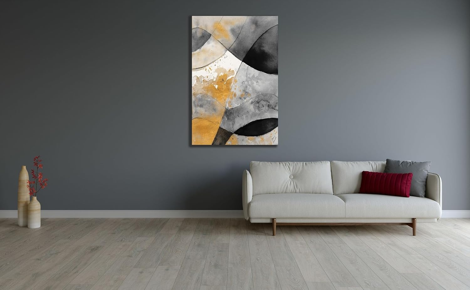 ArtDirect Grey and Gold Fantasy II 32x48 Huge Gallery Wrapped Canvas Museum Art by Loreth, Lanie