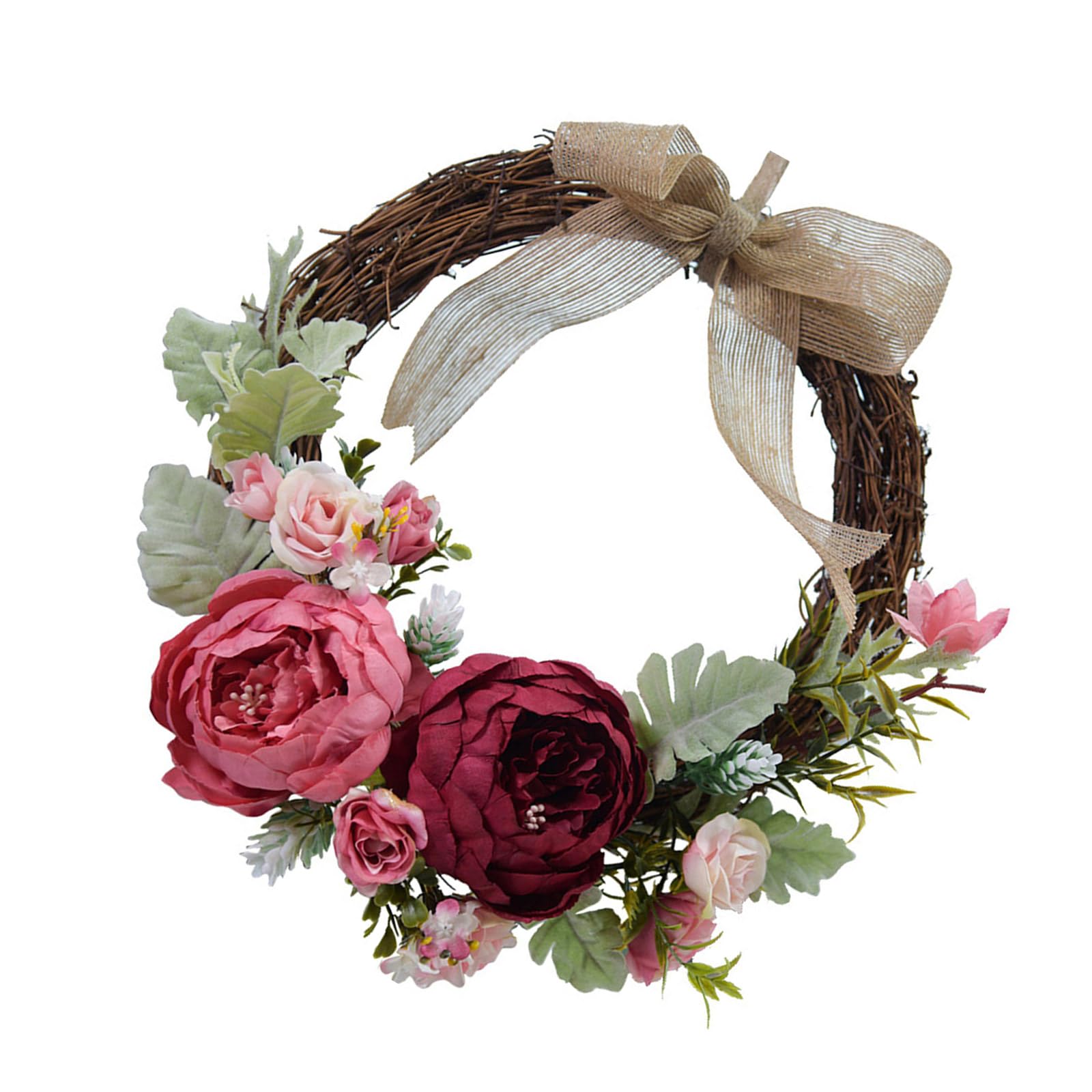Realistic Flower Wreath 10.24Inch Artificial Vine Wreath Spring Fall for Wedding Indoor and Outdoor Decoration Spring