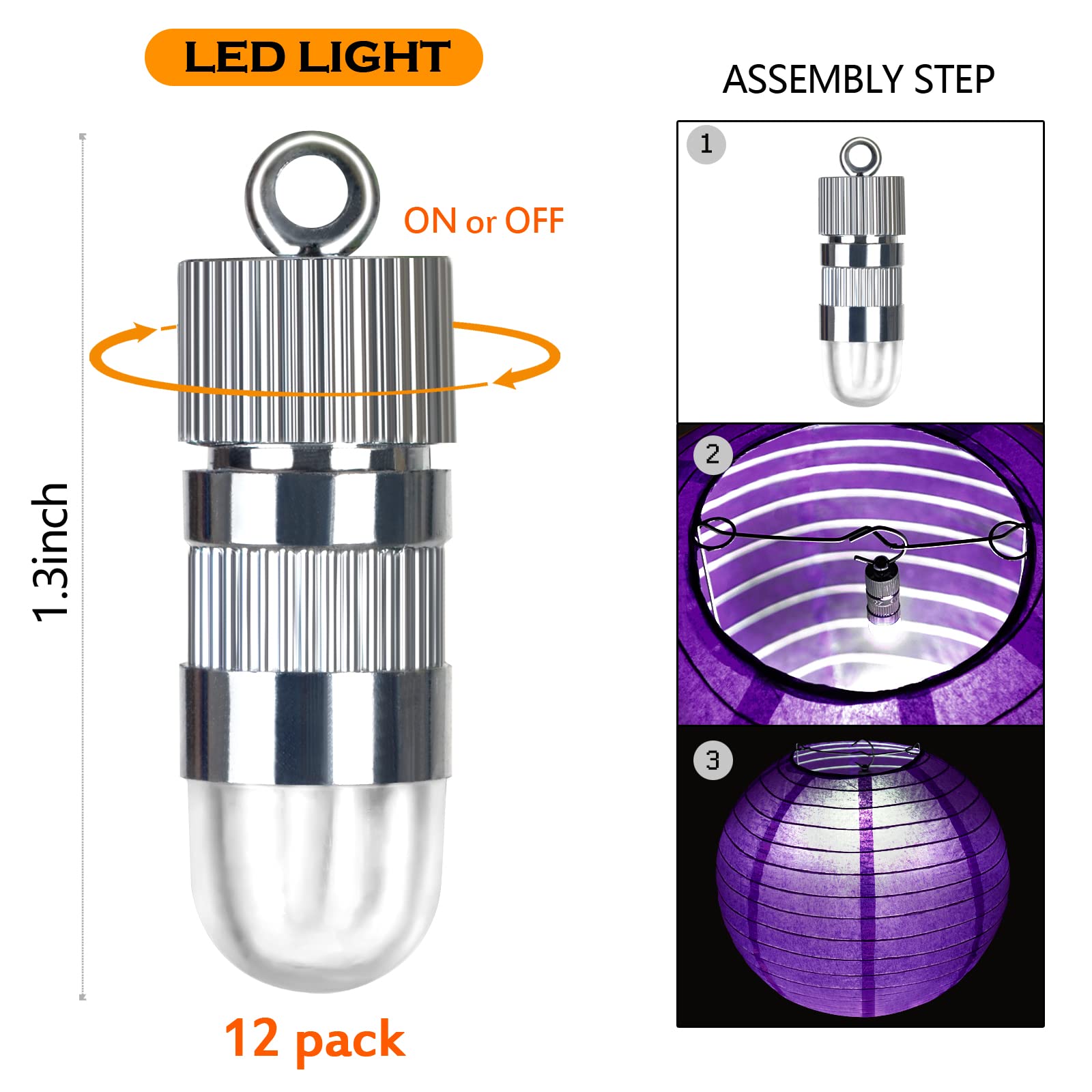 Paquete de 12 faroles LED de papel con luces, 6 pulgadas, 8 pulgadas, 10 pulgadas, 12 pulgadas, linterna redonda colgante china/japonesa para bodas, aniversarios, fiestas de cumpleaños (morado oscuro)