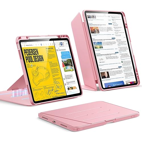 ESR for iPad Air 13 Inch Case M4/M3/M2 (2026/2025/2024), Vertical Stand Cover, Multi Stand Angles, Ultra-Stable Case with Pencil Holder, Flip Series, Pink