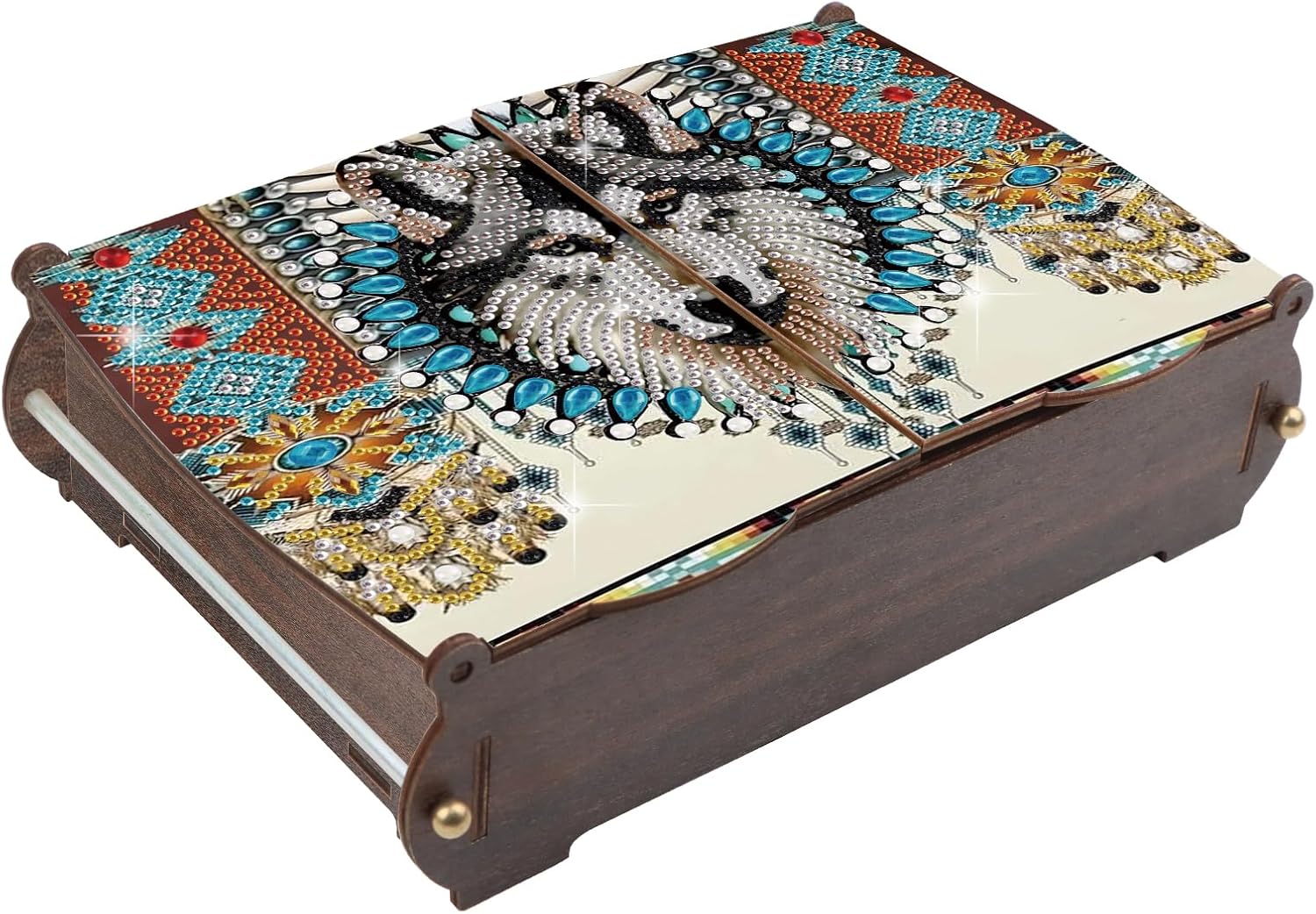 Diamond Painting Kit Storage Box, Bold Wolf Head DIY Multi Functional Handicraft Storage Box, Suitable for Home Office Holiday Gifts