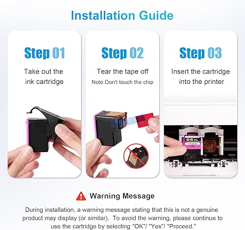 Miniatura 6 de Cartuchos de tinta remanufacturados de repuesto para impresora HP 65 XL HP 65 tinta HP65 65XL cartuchos de tinta color negro paquete combinado para