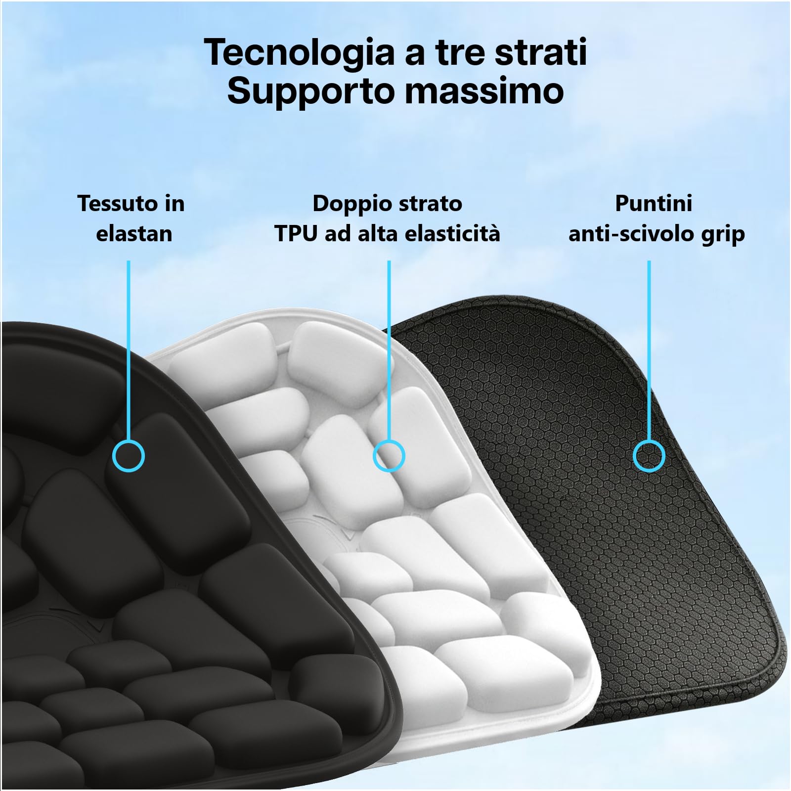 MMOBIEL Cuscino da Viaggio Gonfiabile Cuscino Portatile Sedia con Bolle d'Aria, Borsa Portaoggetti & Base Antiscivolo – Sollievo dalla Pressione Coccige & Emorroidi – Ufficio, Campeggio & Stadio