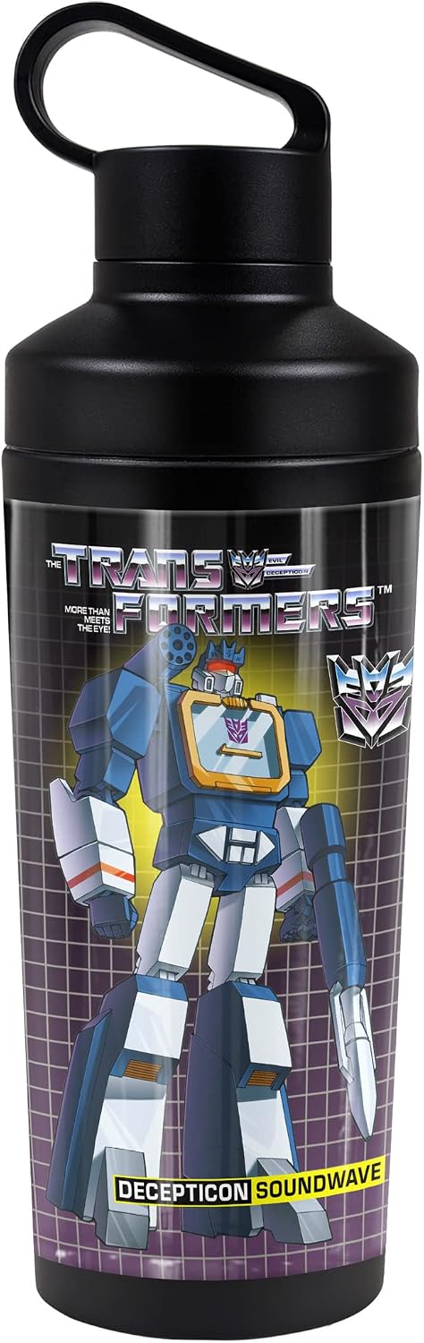 Transformers OFFICIAL Soundwave 18 oz Insulated Water Bottle, Leak Resistant, Vacuum Insulated Stainless Steel with 2-in-1 Loop Cap