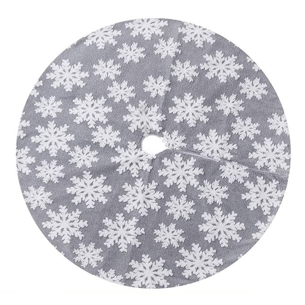 Tappeto sottostante Decorazione per albero di Nata Gonna for albero di Natale in flanella con fiocchi di neve bianchi, ideale come regalo for la casa, for feste e feste(Grey,35inch/3ft)