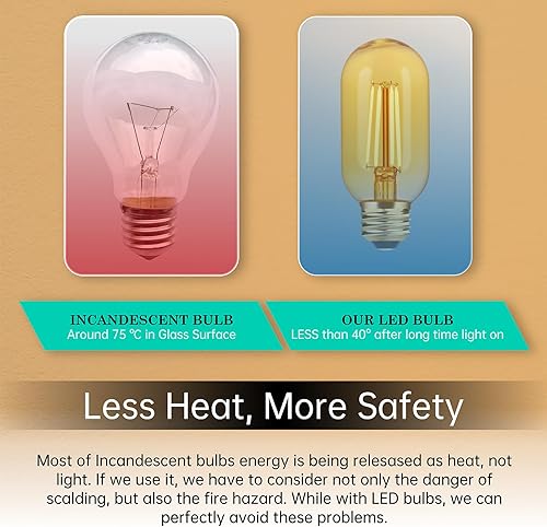 Miniatura 3 de AMDTU Bombillas LED Edison de 40 vatios regulables, filamento recto vintage 4W E26 equivalente a 40 W, bombilla Edison E26 amarillo cálido 2200 K,