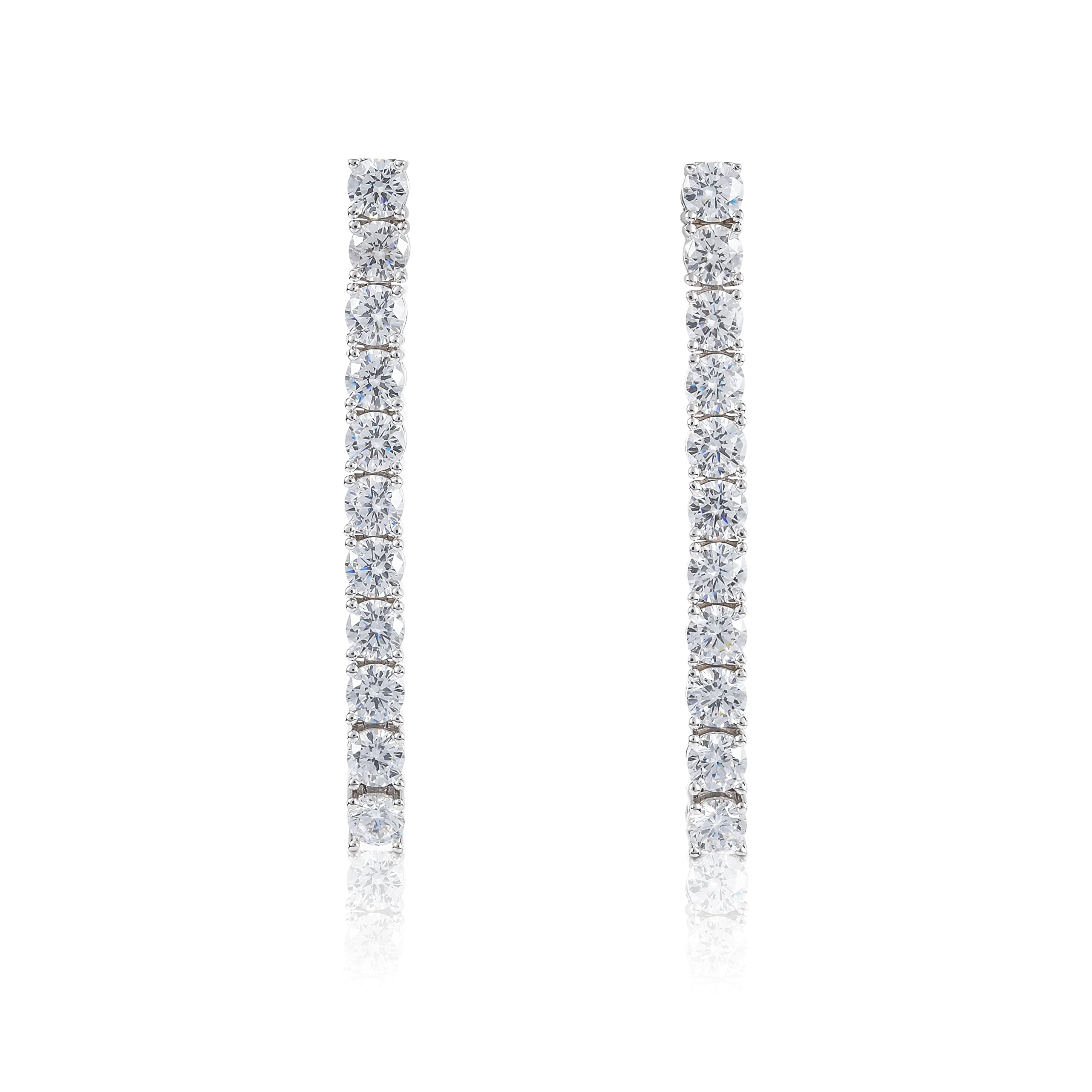 Diamond Treats Lange Ohrringe für Damen in 925 Sterling Silber, Lange Ohrringe für Frauen mit Cubic Zirkonia Steinen, Elegante Ohrringe mit Steinen in einer Linie, 925 Sterling Silber