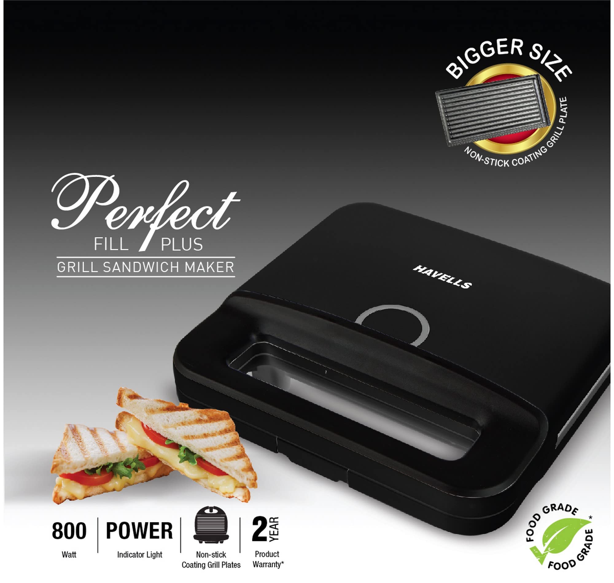 Buy Havells Perfect Fill Plus 2 Slice 800 watt Grill Sandwich Maker