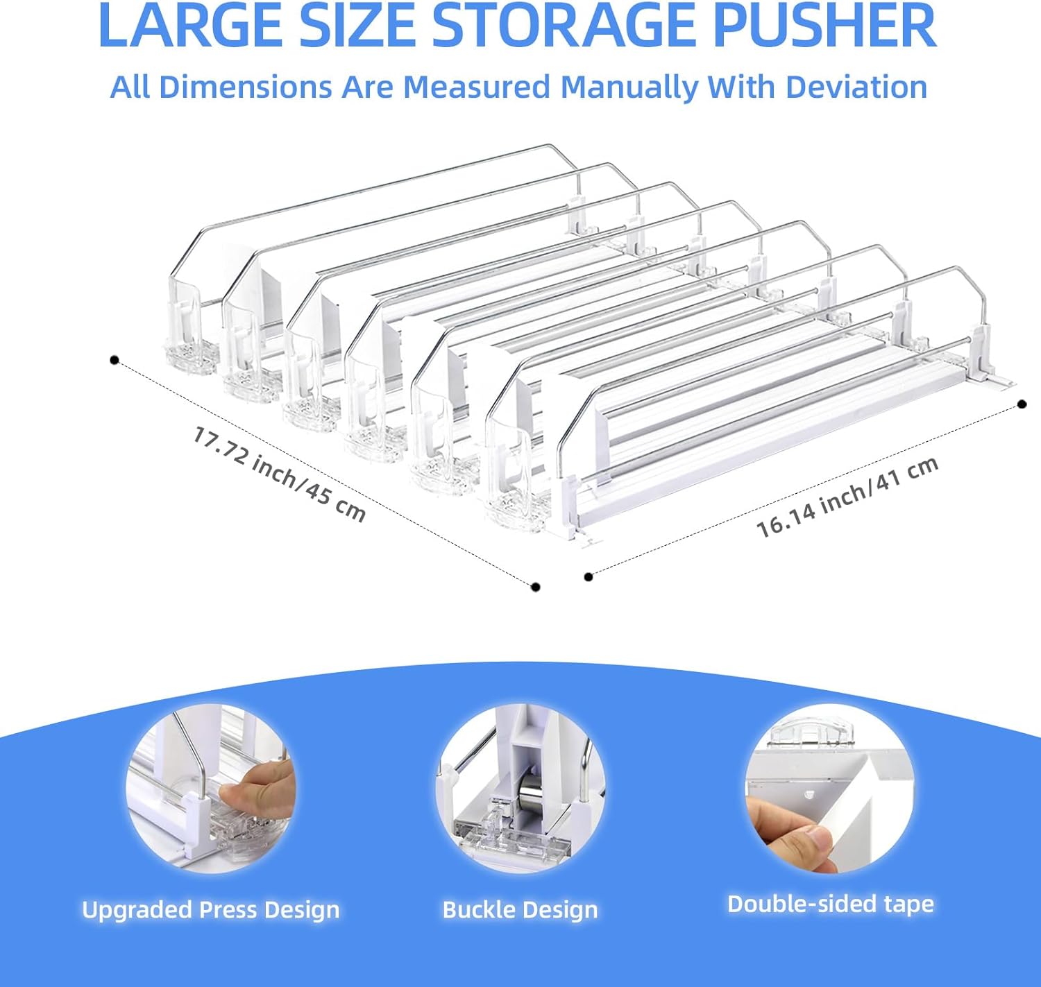 Upgraded Press-type Drink Organizer for Fridge, Capable of horizontal pushing Soda Can Dispenser for RefrigeratorSpace-Saving Automatic Drink Pusher Glide System - Holds 30 Cans (6 Rows)