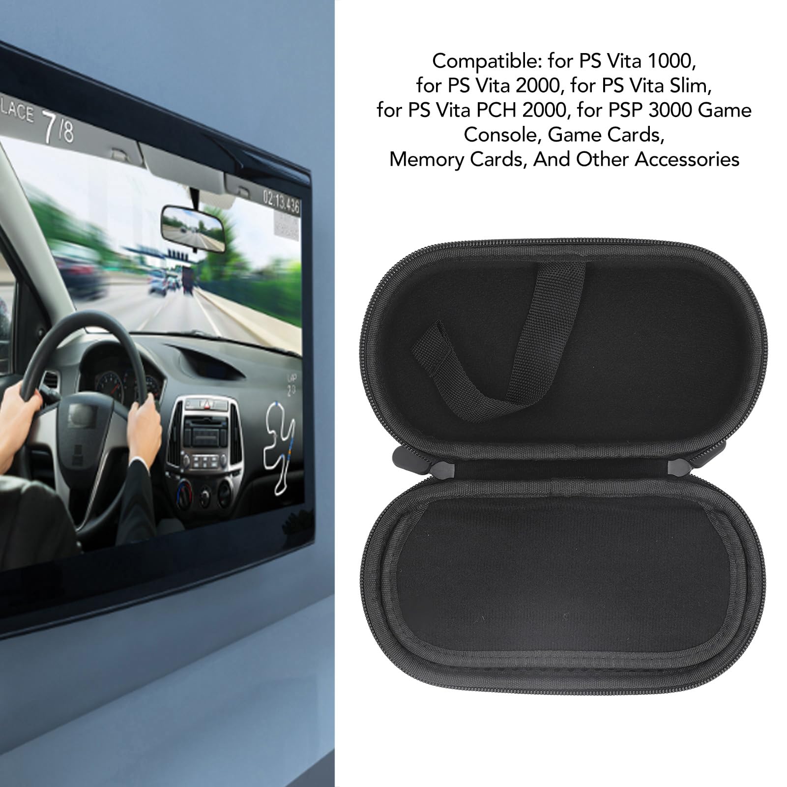 Custodia da Trasporto, Borsa da Viaggio Rigida Antiurto Impermeabile, Perfetta per PS Vita 100, 2000, PS Vita Slim e Altri Accessori
