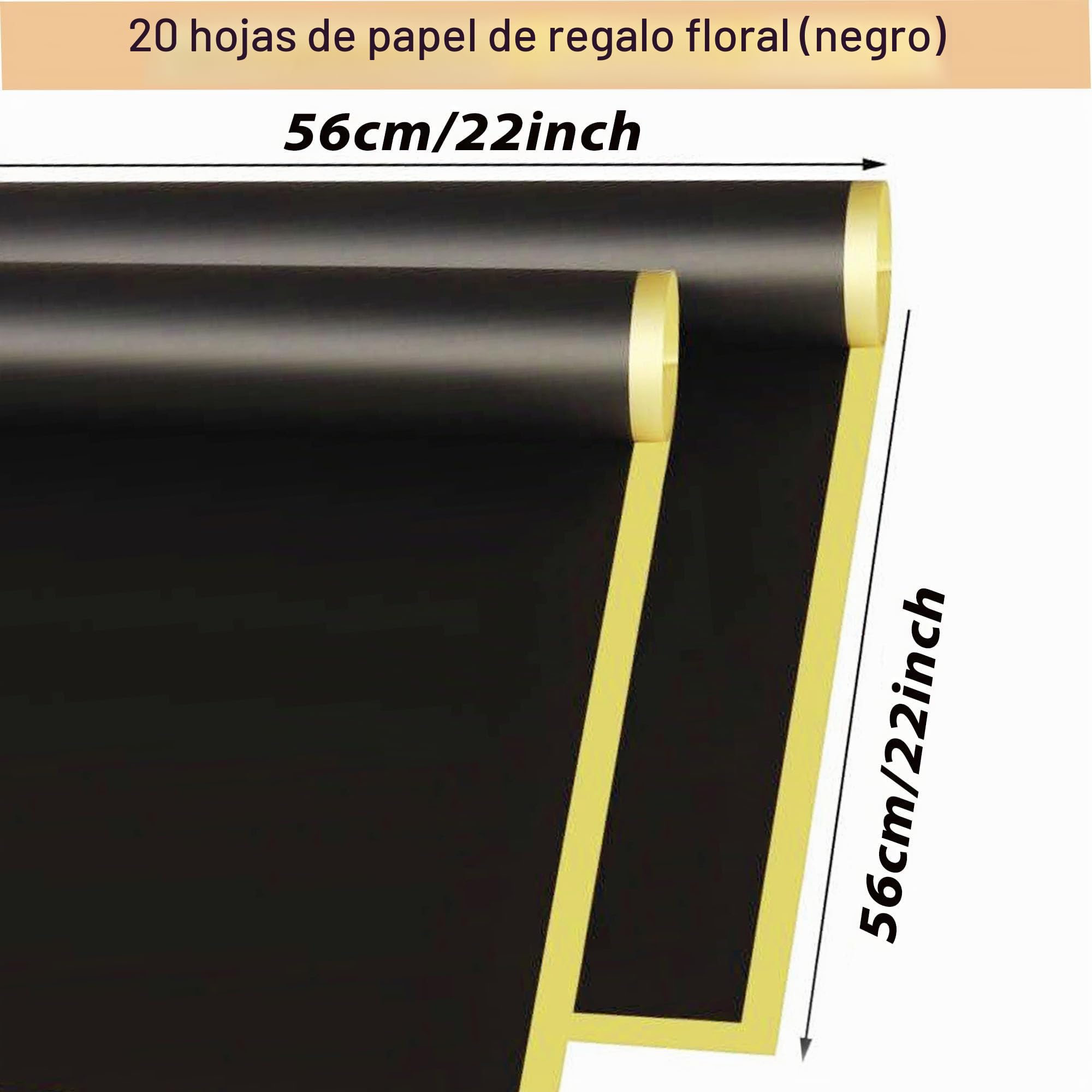 20 hojas de papel de envolver flores, papel de envolver ramos impermeable para manualidades, envolver regalos, envolver ramos de floristería (Negro)