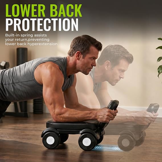 EAST MOUNT Ab Roller Wheel - Ab Roller with Elbow Support for Core Workout Belly Fat Automatic Rebound Abdominal Wheel for Women Men Home Gym Equipment
