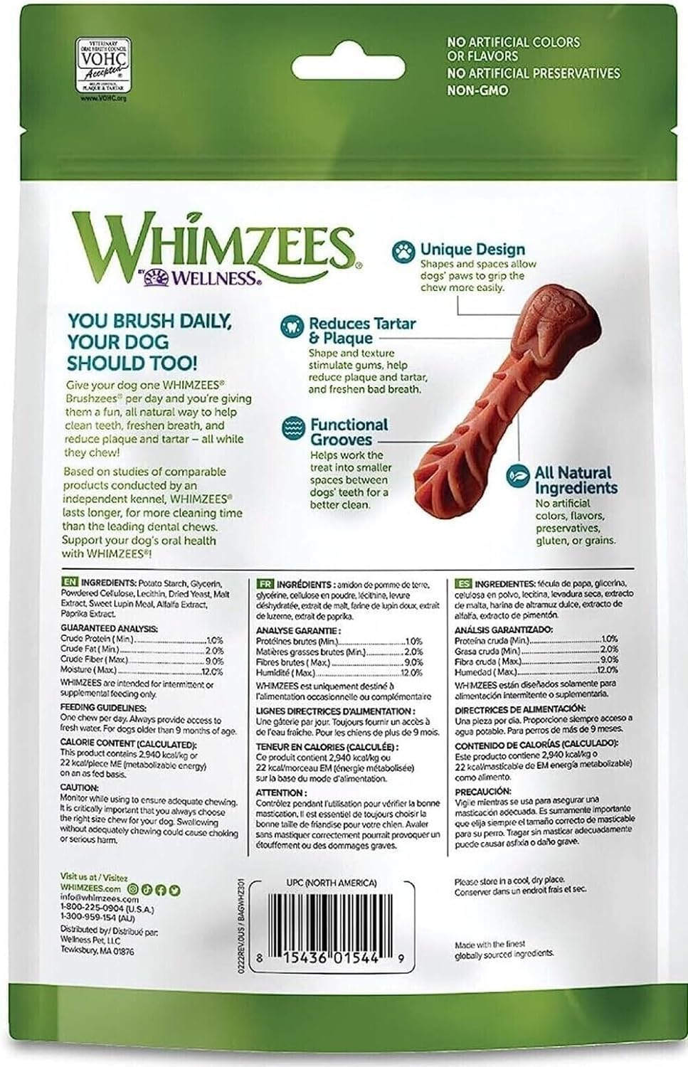 WHIMZEES X-Small Toothbrush Natural Healthy Daily Dental Dog Treats - 2 Pack