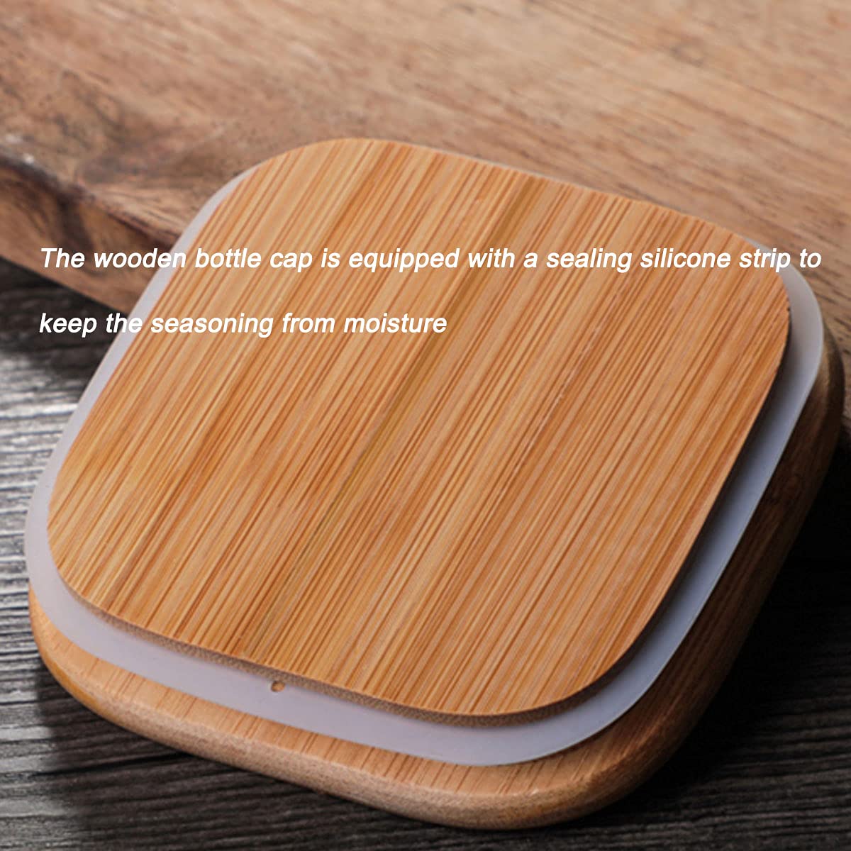 Juego de 2 tarros de especias con tapas de madera, recipientes herméticos para sal, azúcar, pimienta y más, organizador de cocina ideal para especias y condimentos