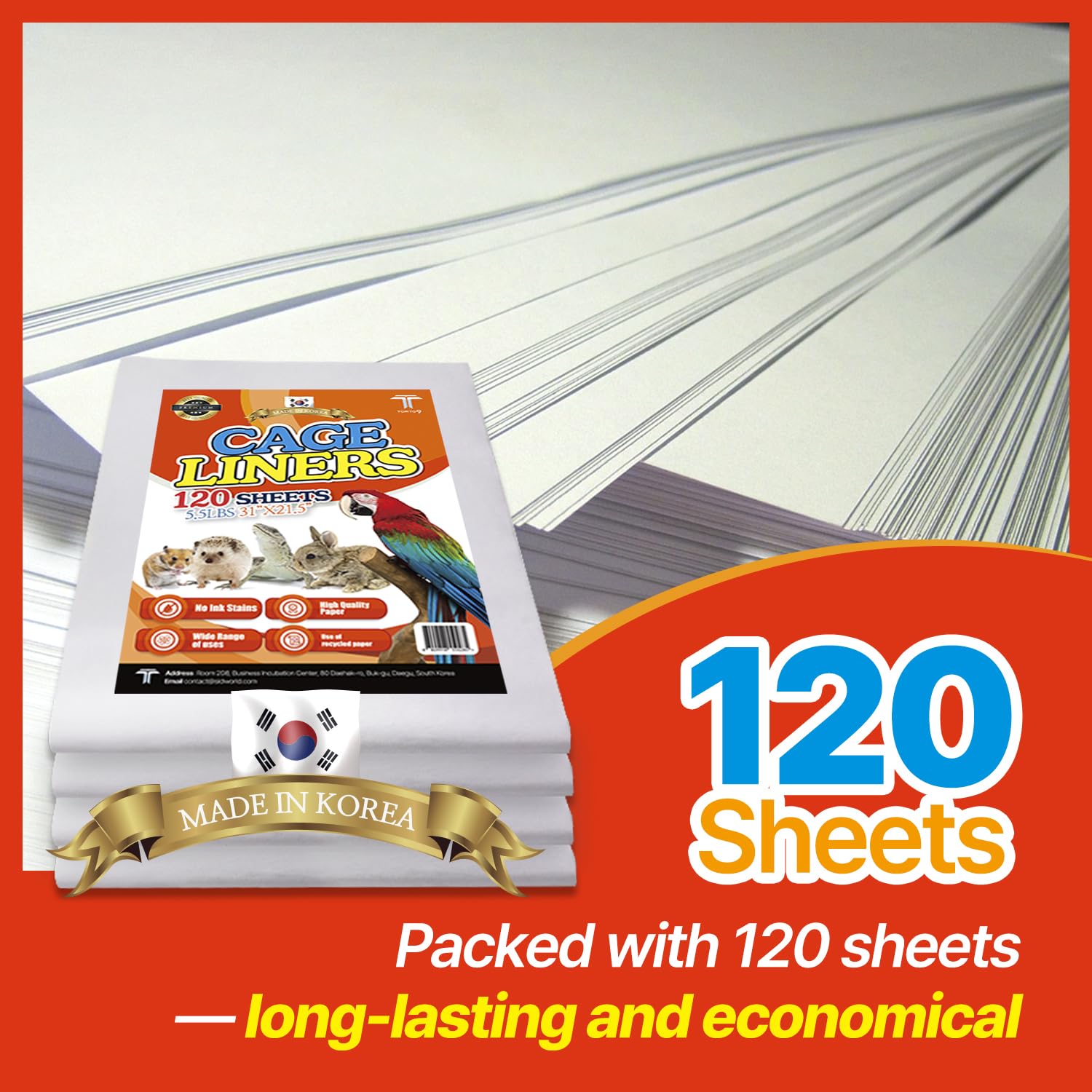 TORTO9 Cage Liner Sheets for Birds – 120 Pack, 31 x 21.5 in, 5.5 lb | Acid-Free & Non-Toxic Paper | Safe Pet Bedding, Craft Supply, Packing & Shipping Use - image 7