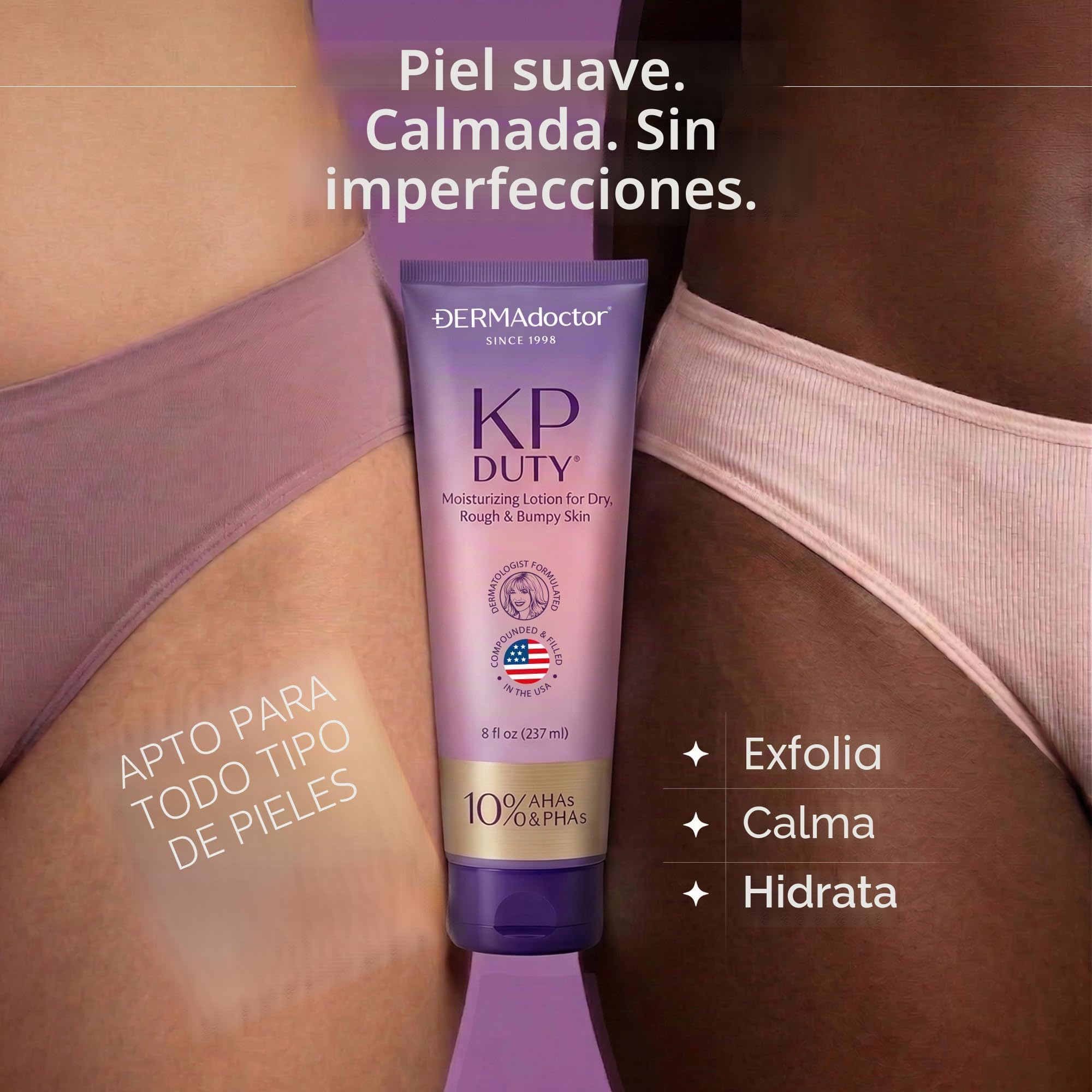 DERMAdoctor: KP Duty Crema Hidratante | Crema Corporal Dermatológicamente | Formulada para Queratosis Pilaris | Suaviza la Piel Seca, Áspera, con Bultos y Pollo | Hidrata y Suaviza | 10% AHAs + PHAs