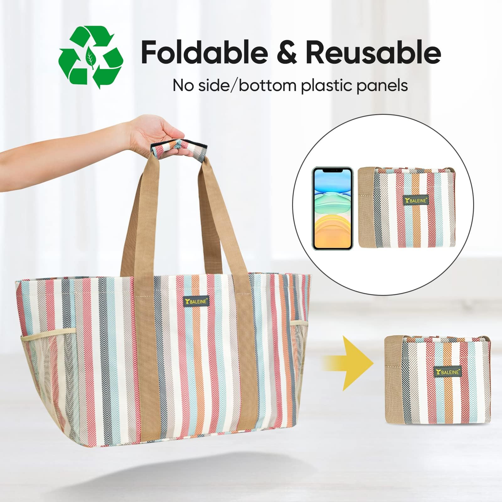 BALEINE Bolsa de almacenamiento suave extragrande de 9 galones, plegable y reutilizable
