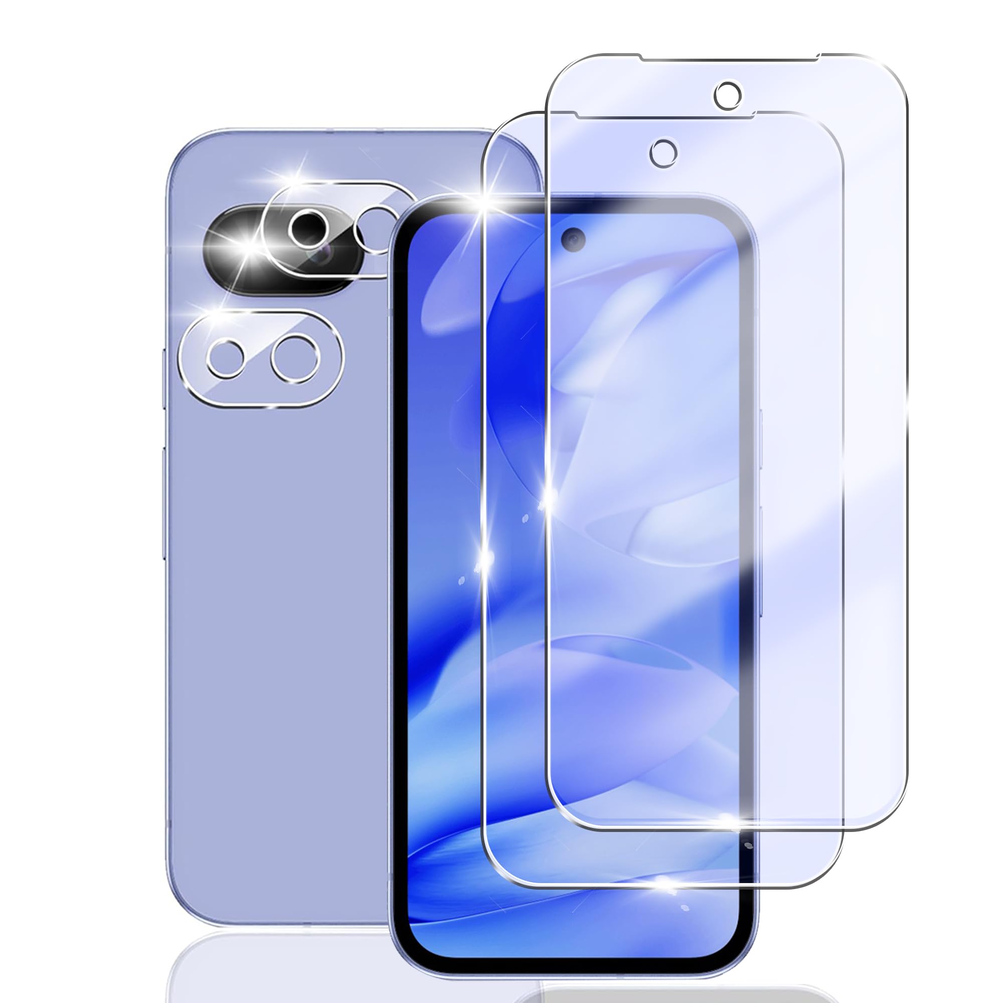 Awubaige 【 ブルーライトカット 】For Google Pixel 10A ガラスフィルム + グーグルピクセル10a カメラフィルム【2+2枚セット】 Pixel 10A 目の疲れ軽減 指紋認証対応 Googleピクセル10a 液晶保護 日本製素材旭硝子製/高硬度9H/指紋防止/耐衝撃/気泡防止 対応 液晶強化ガラス Pixel10A