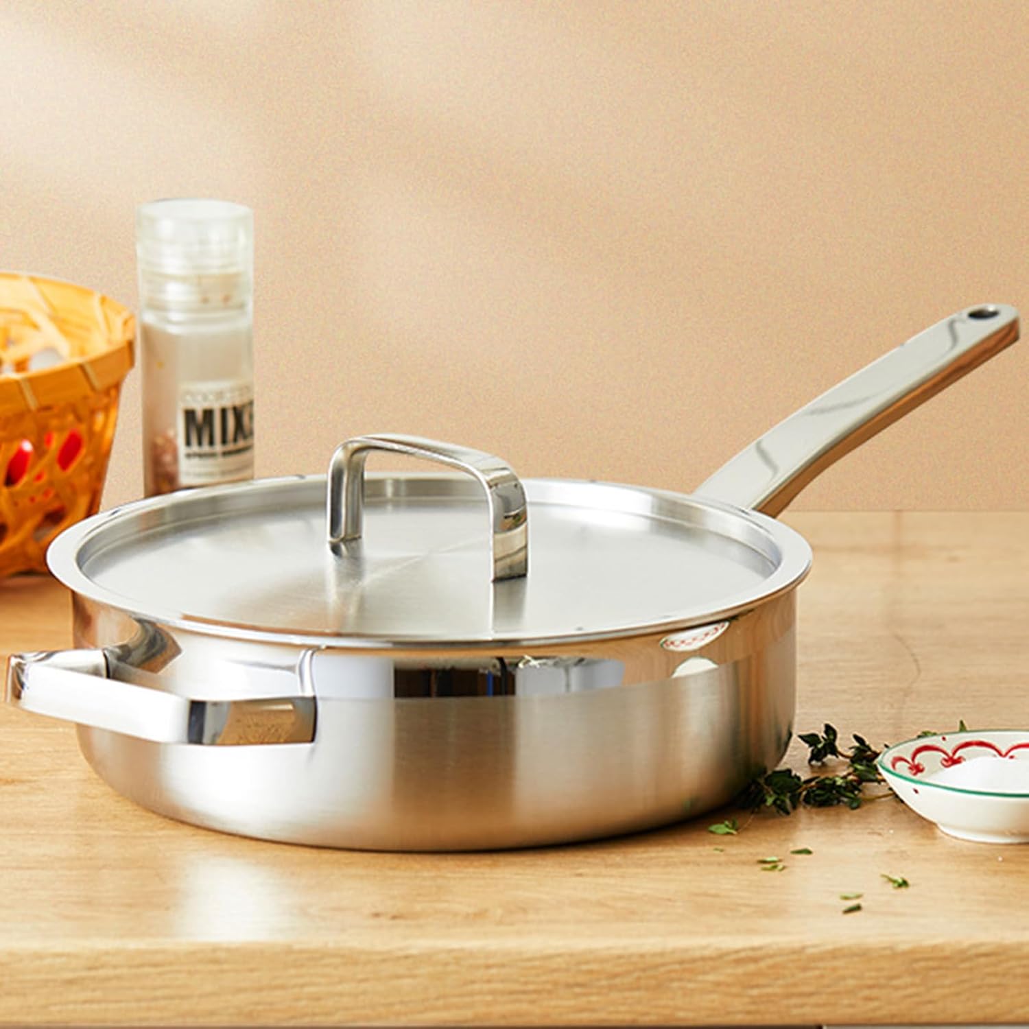 Carbon Steel Wok Pan with Lid, Non-Stick Flat Bottom Chinese Woks & Stir-Fry Pans for Electric, Induction, Ceramic & Gas Stoves