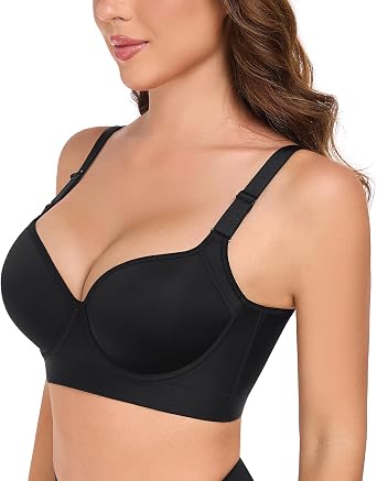 Push Up T-Shirt Bra, Underwire Back Smoothing Plus Size Bra