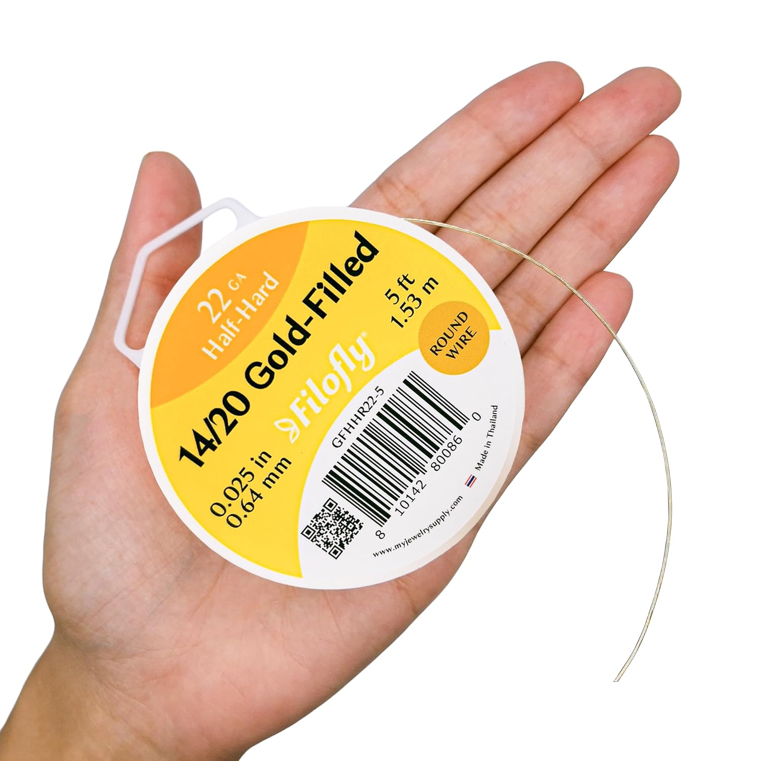 22 Gauge, 14/20 Yellow Gold-Filled Wire, Half Hard, Round, (5 FT)