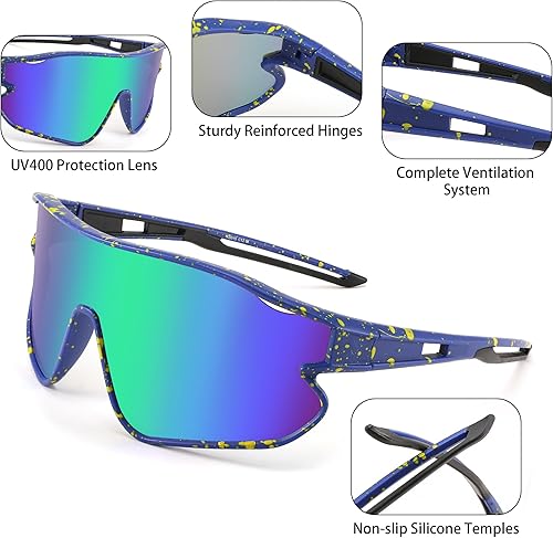 Miniatura 4 de FEISEDY Gafas de sol unisex para jóvenes, gafas de sol de béisbol y tenis, UV400 deportivas para niños y niñas, pantallas de ciclismo B4064