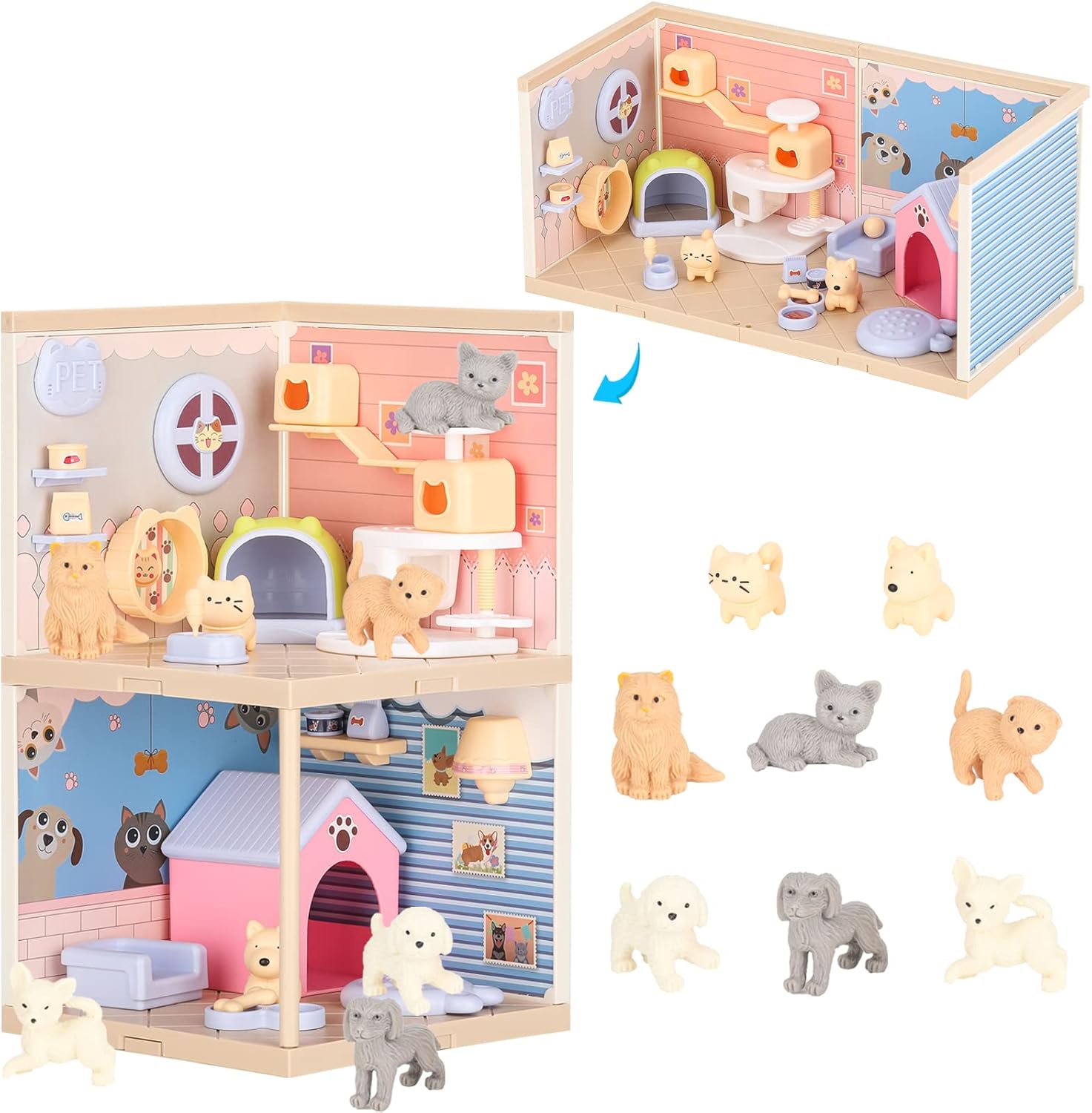 TQQFUN Pet Toys for Kids, STEM Toy 50 Pcs Cat and Dog