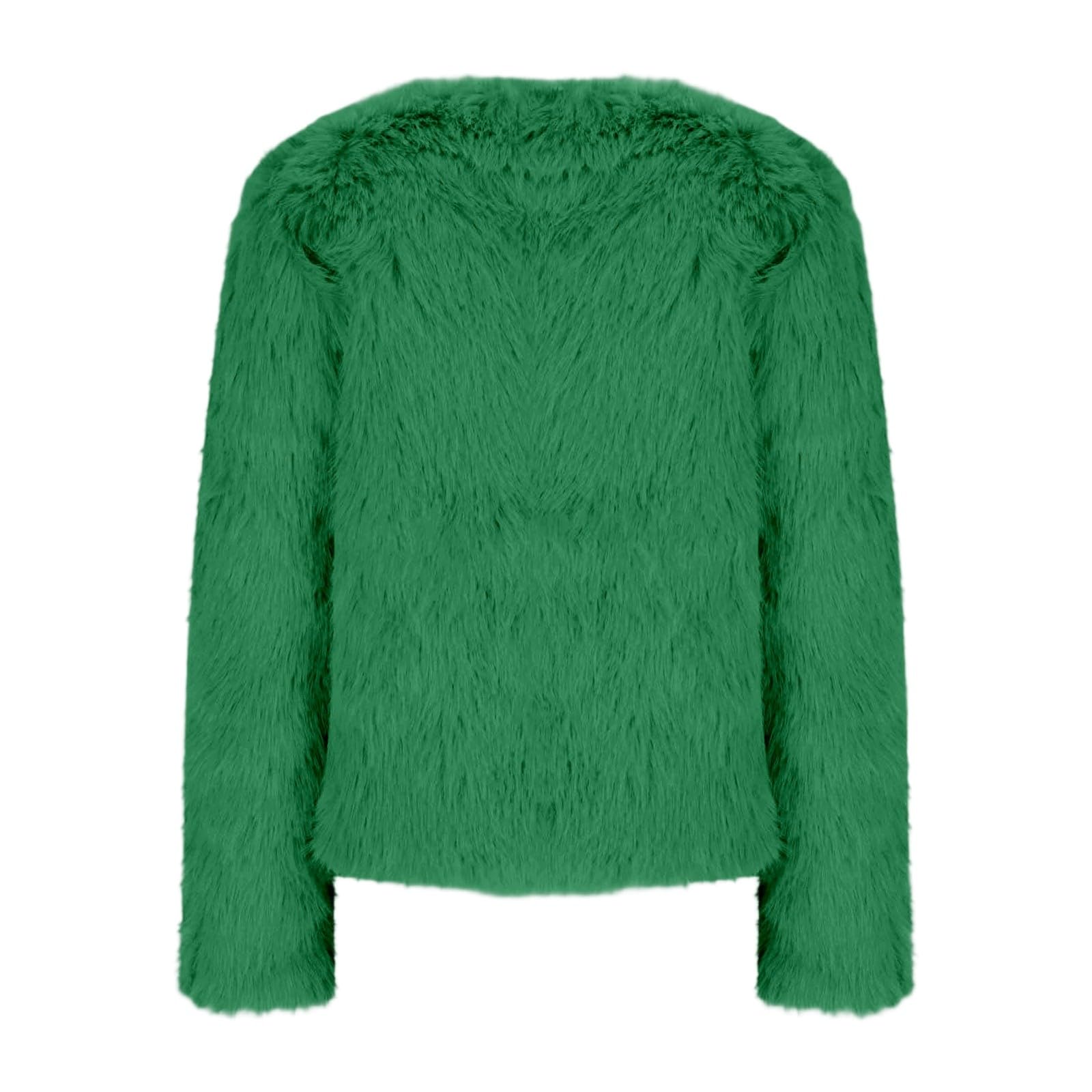 Generisch Manteau d'hiver surdimensionné en cuir synthétique, manches longues, col rond, élégant, chaud, épais, tenue décontractée