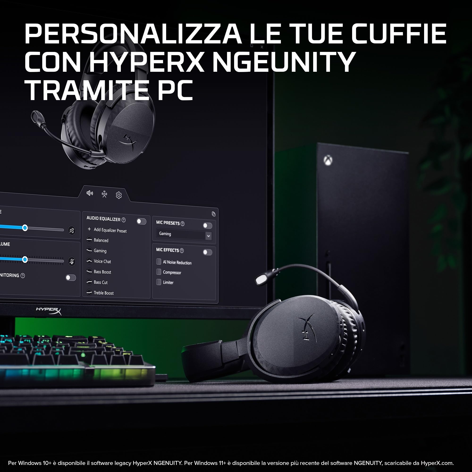 HyperX CloudX Stinger 3 Cuffie Gaming Wireless per PS5, Bianca | Bluetooth 5.2 e 2,4 GHz, fino a 80 ore di autonomia, driver da 50 mm, microfono, bianco
