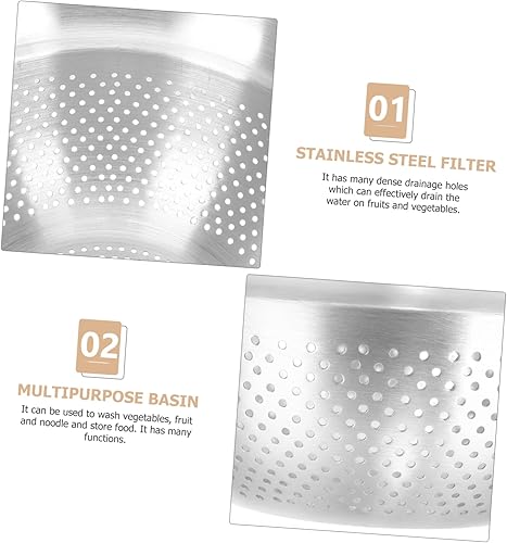 Miniatura 9 de Stainless Steel Vegetable Strainer Multi Purpose Colander for Cooking Washing Rice Fruits Capacity Design Kitchen Tool for Effortless Food
