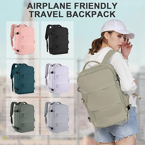 Miniatura 7 de coowoz Mochila de viaje grande para mujeres y hombres,Mochila de transporte,Mochila de senderismo impermeable para deportes al aire libre, Caqui,