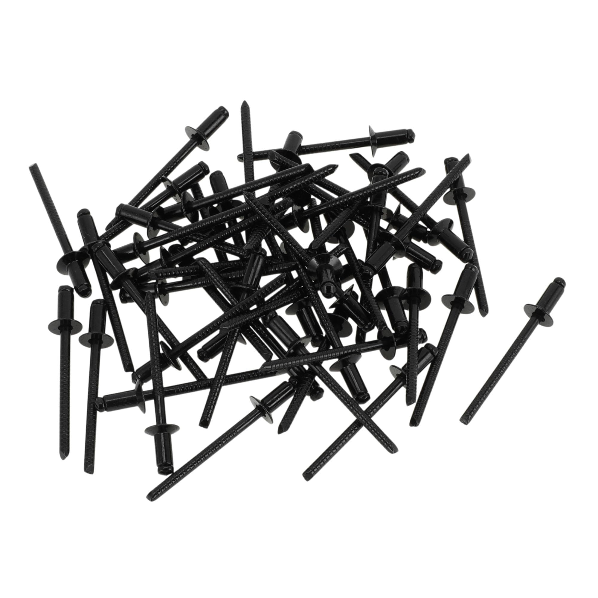 TUCKBOLD Open End Large Flange Blind Rivets Black 50 Pcs 4mm Grip Diameter 6mm Grip Length 8mm Flange Diameter Stainless Steel