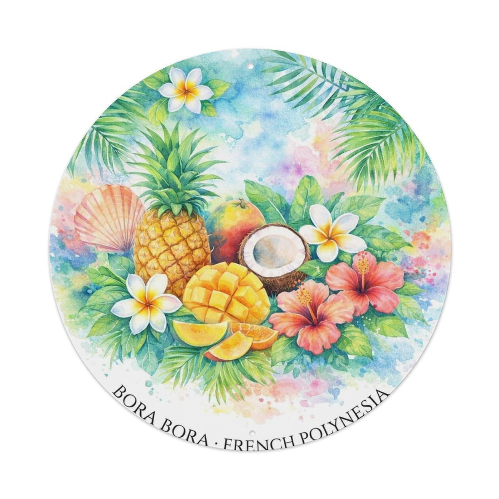 Olyhtr 8X8inch Classic Style Tiare Flower Borabora Tropical Fruits Travel Metal Tin Sign