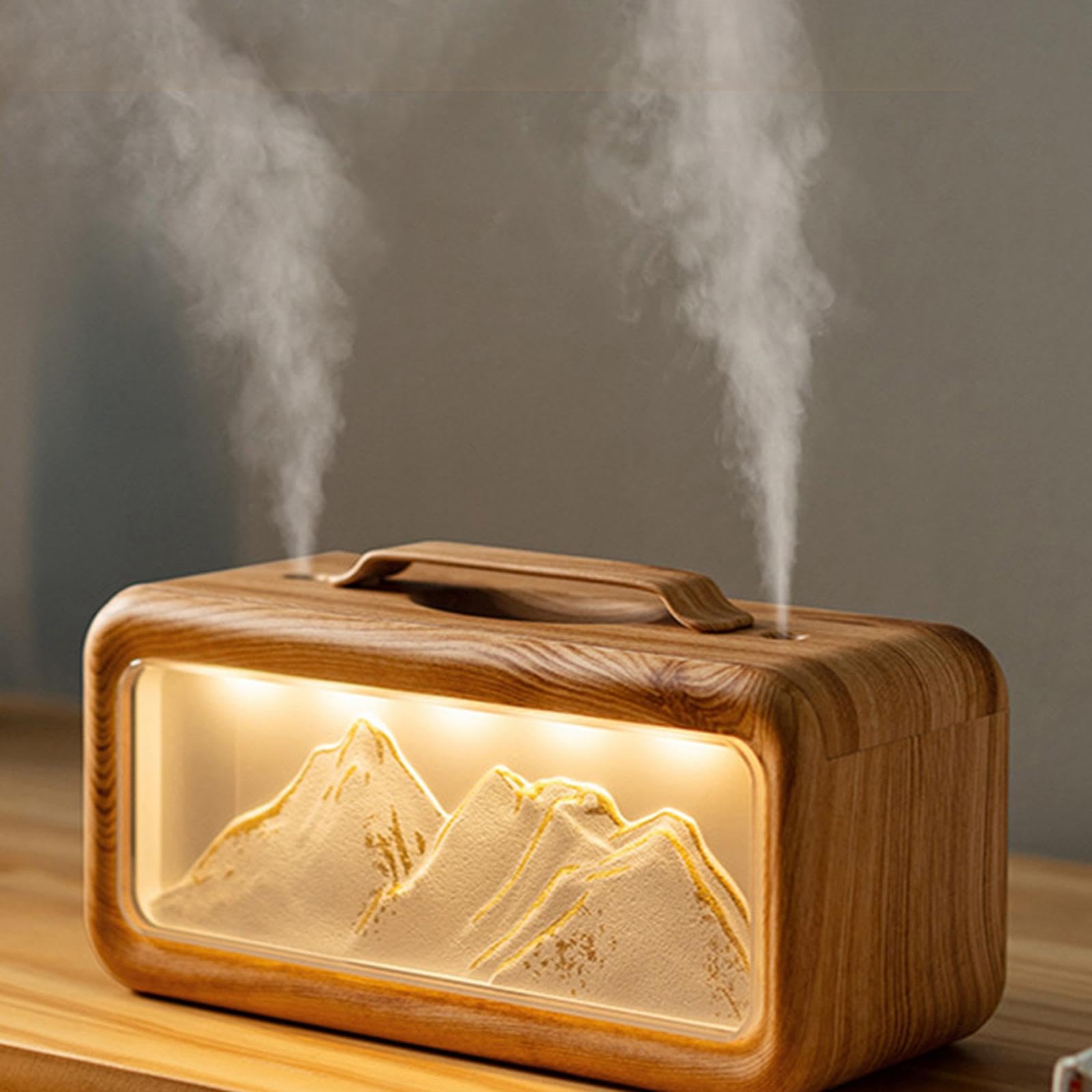 B Baosity avec Veilleuse, 2 Modes de Pulvérisation, D'air Silencieux et Diffuseur D'arômes pour Salon, Hôtel, Bureau, Cham, Grain de Bois Clair