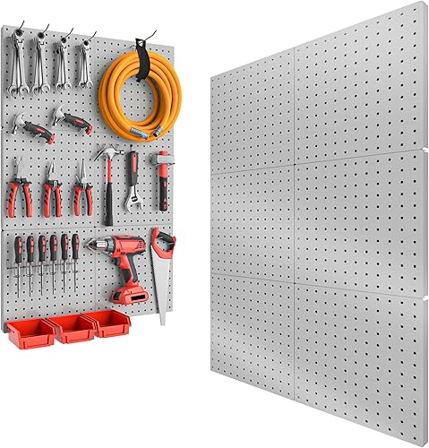Miniatura 14 de Tablero de clavijas, 6 piezas de tablero de clavijas de metal, organizador de pared resistente con marco. Tablero de clavijas para paredes, garaje