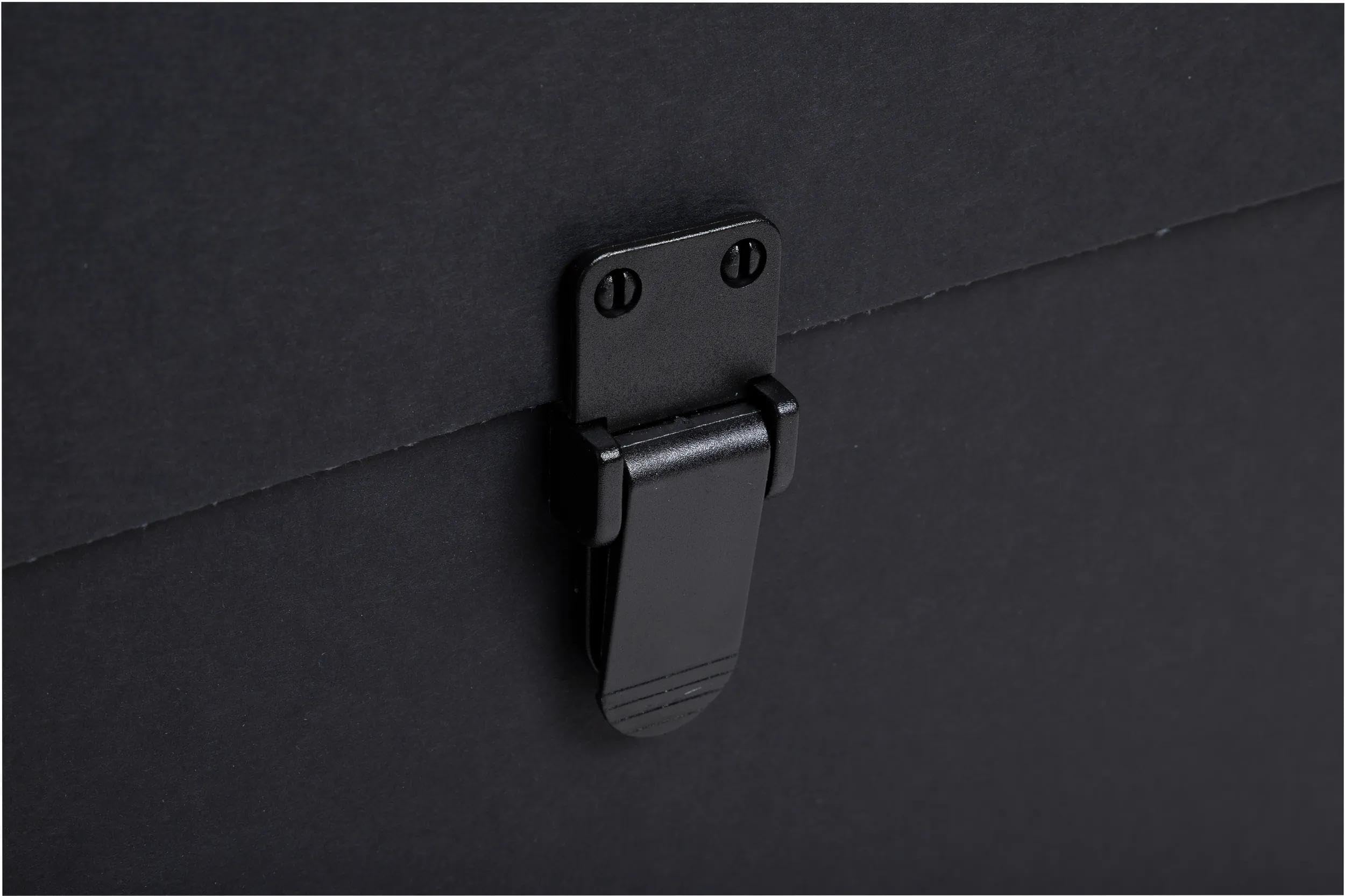 Exacompta - Ref. 58421E – Caja de 4 clasificadores, maleta con asa económica – cubierta acolchada de papel – cierre con botón pulsador – 20 compartimentos – dim 38,5 x 25 x 12 cm – color negro