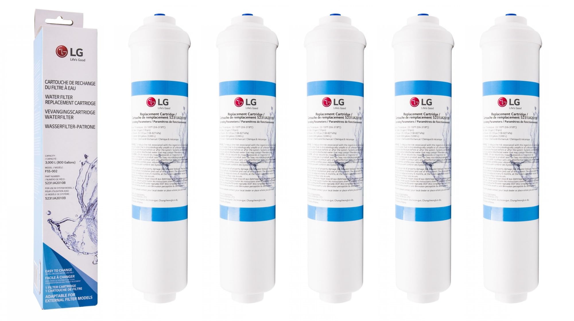 LG 5231JA2010B - Cartucho de filtro de agua para frigorífico (5 unidades)