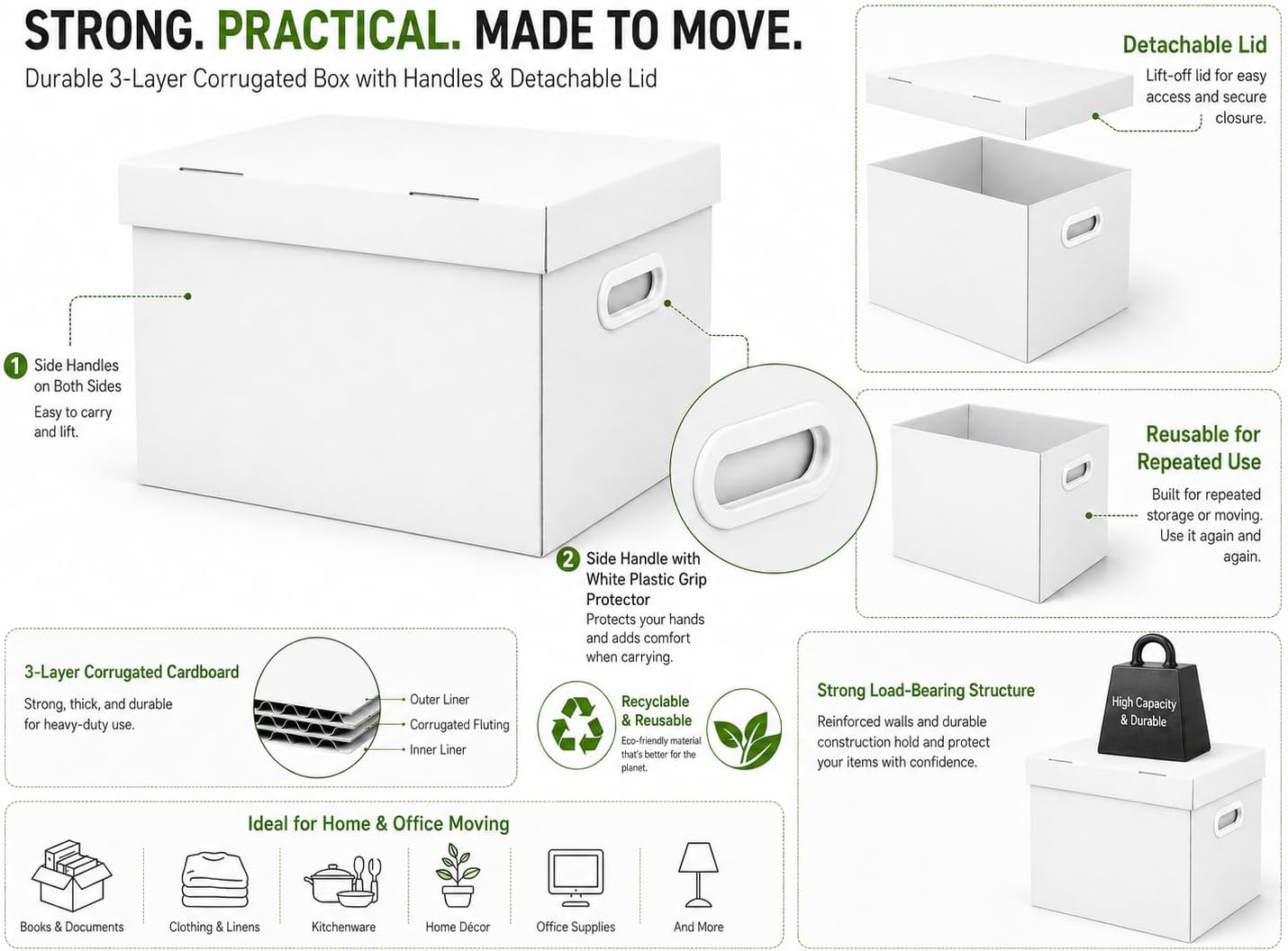 10 Pack Banker box style,Legal Files, Boxes with Handles for Office