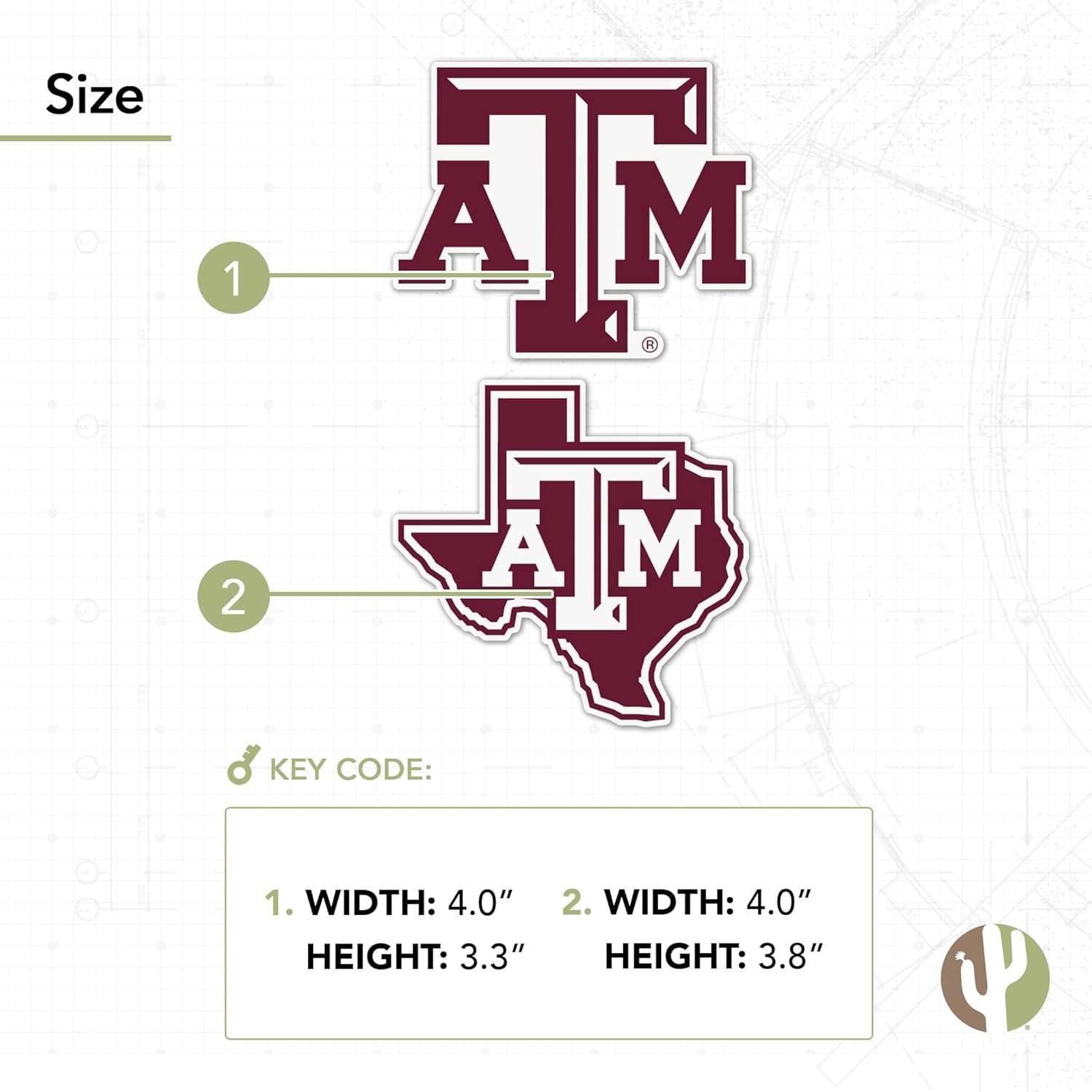 Desert Cactus Texas A&M University Aggies TAMU Sticker Vinyl Decal Laptop Water Bottle Car Scrapbook (4 Inch Set V1) - Image 3