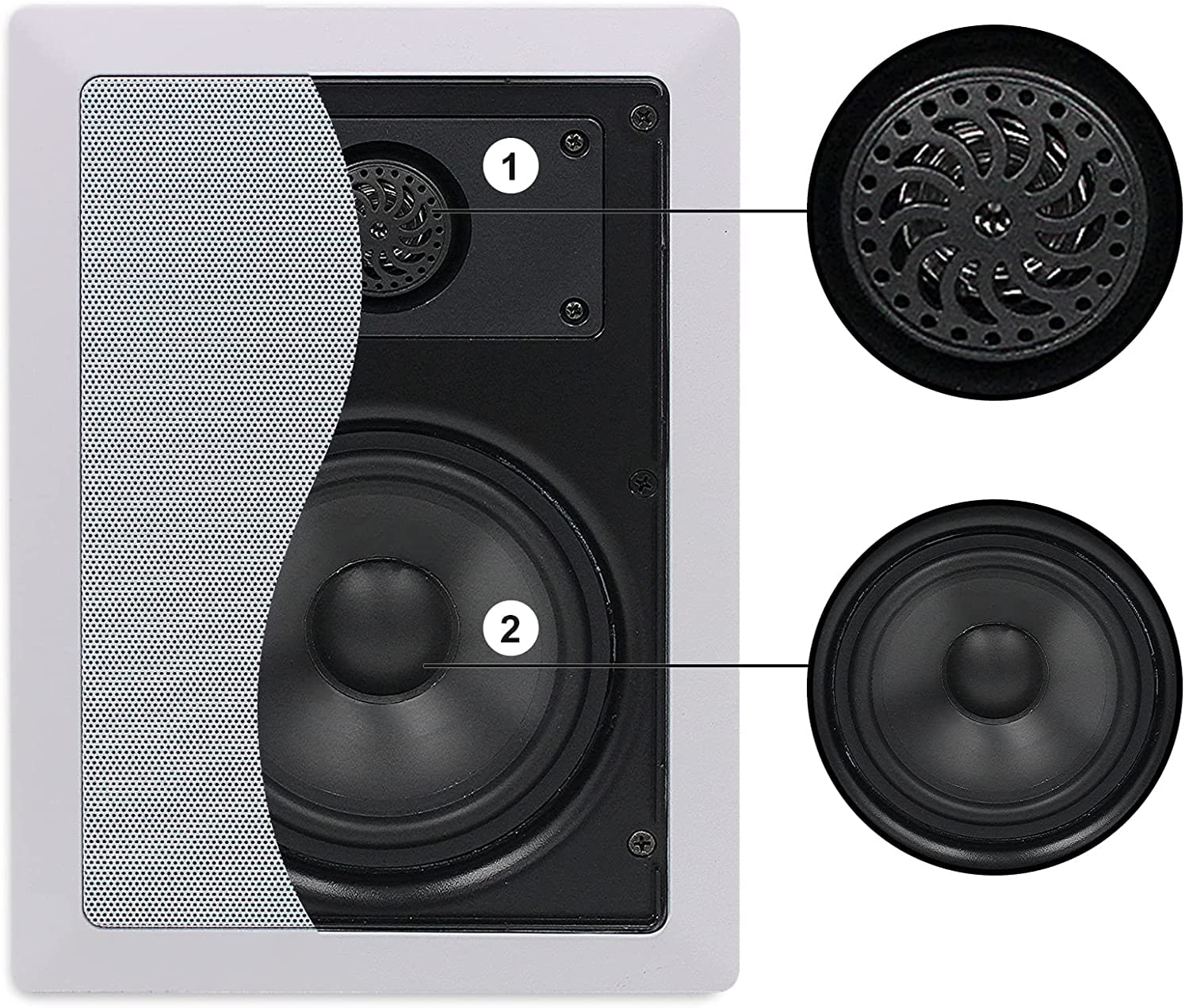 Herdio 5,25 Pouces Bluetooth Haut-parleurs de Plafond encastrés dans des Haut-parleurs muraux Parfaits pour la Maison, Le Salon, la Cuisine, Le Bureau