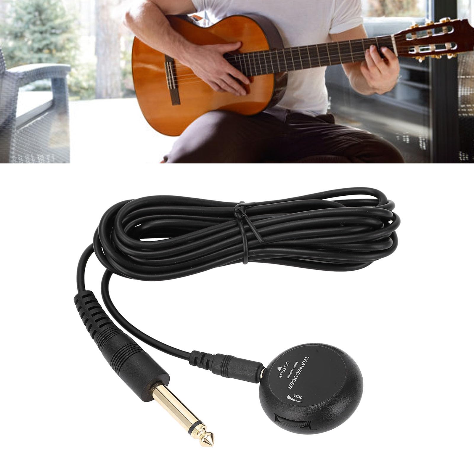 Mini-Piezo-Tonabnehmer, Mikrofon-Wandler-Tonabnehmer, Selbstklebender Piezo-Tonabnehmer für Akustikgitarre, Ukulele, Mandolineninstrumente