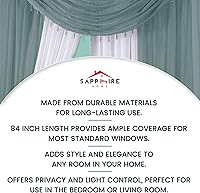 Vista 7 de Sapphire Home Sheer Curtains - Two Tone 4 Panels Set w/Valance & Tiebacks, 55"x84", Lightweight Light-Filtering Window Curtain for Living Room