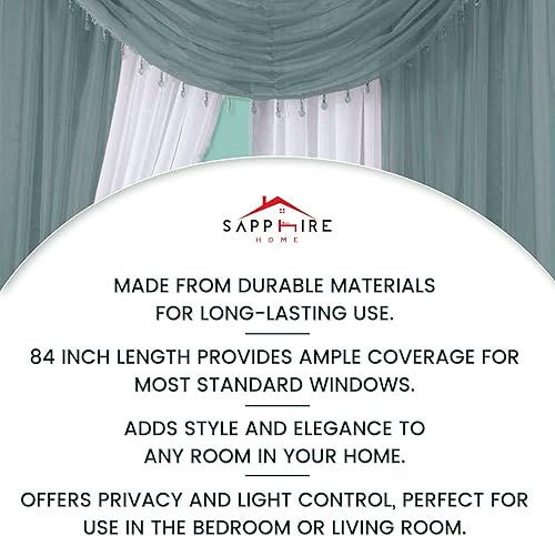 Miniatura 7 de Sapphire Home - Juego completo de cortinas transparentes para ventana con 4 paneles (55 x 84 pulgadas cada uno), 2 cenefas con cuentas y 2