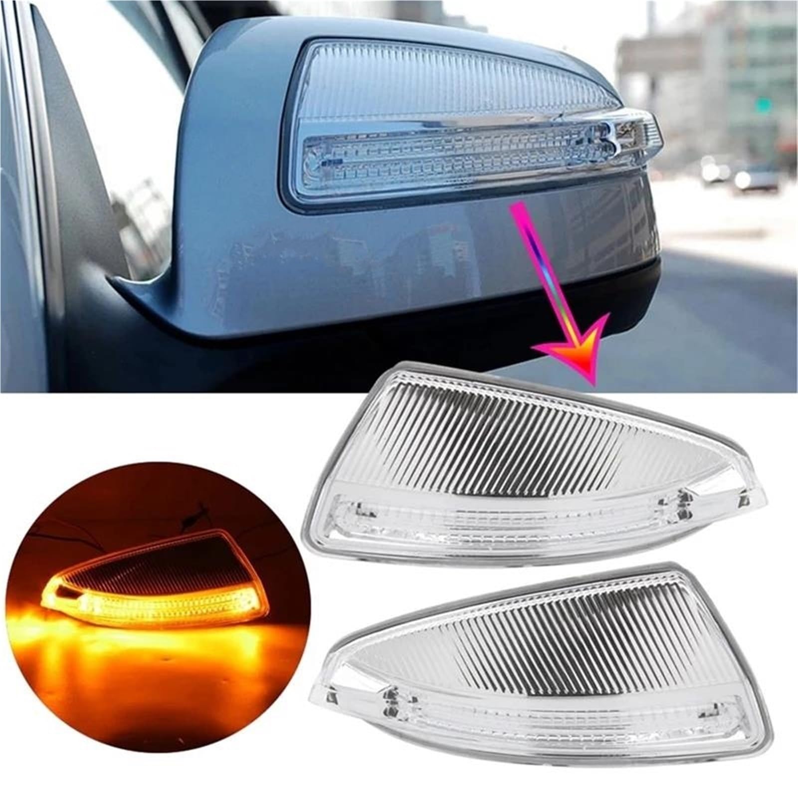 Clignotants Auto Clignotant De Rétroviseur Latéral pour Mercedes pour Benz W164 W204 W639 ML300 ML320 ML500 C250 C300 C350 Indicateurs Latéraux(Droit)