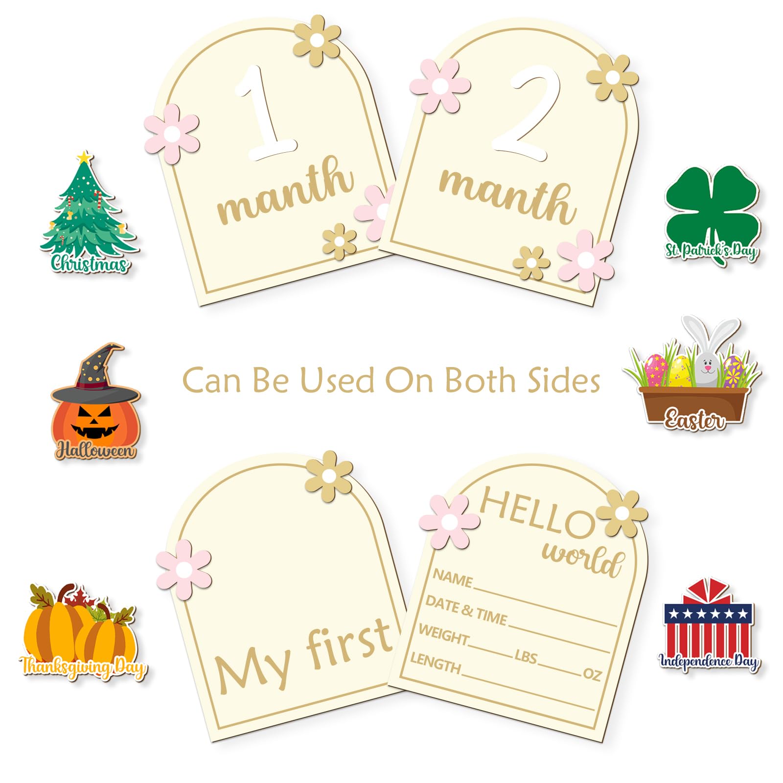 Decorazioni per carte dei mesi del traguardo del bambino, carte mensili in legno per il traguardo del bambino Vacanza Annuncio del bambino traguardo del neonato Cartelli dei mesi del bambinos